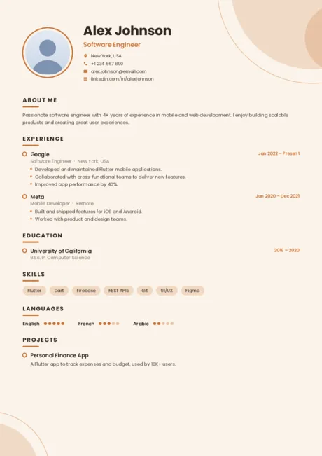 Creative CV template preview