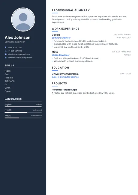 Modern CV template preview